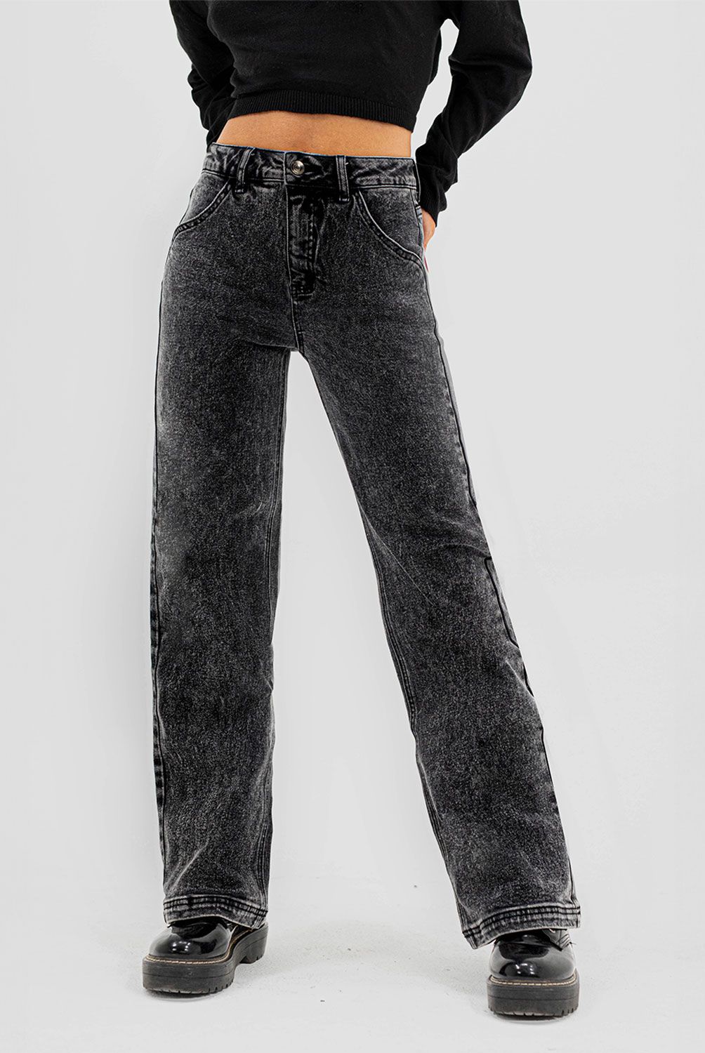 RAINDOOR - Jeans Recto Tiro Alto Mujer Raindoor