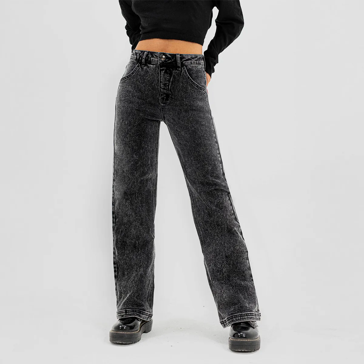 RAINDOOR - Jeans Recto Tiro Alto Mujer Raindoor
