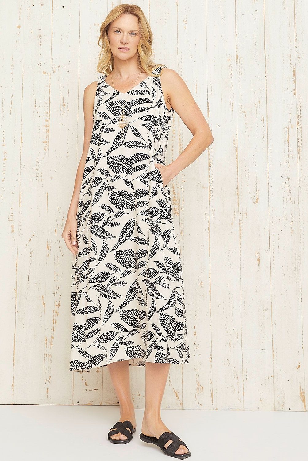 S COCCI - Vestido Midi S.cocci Lino Estampado Mujer Casual
