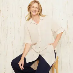 S COCCI - Blusa Manga 3/4 Mujer Viscosa Casual con Lazo