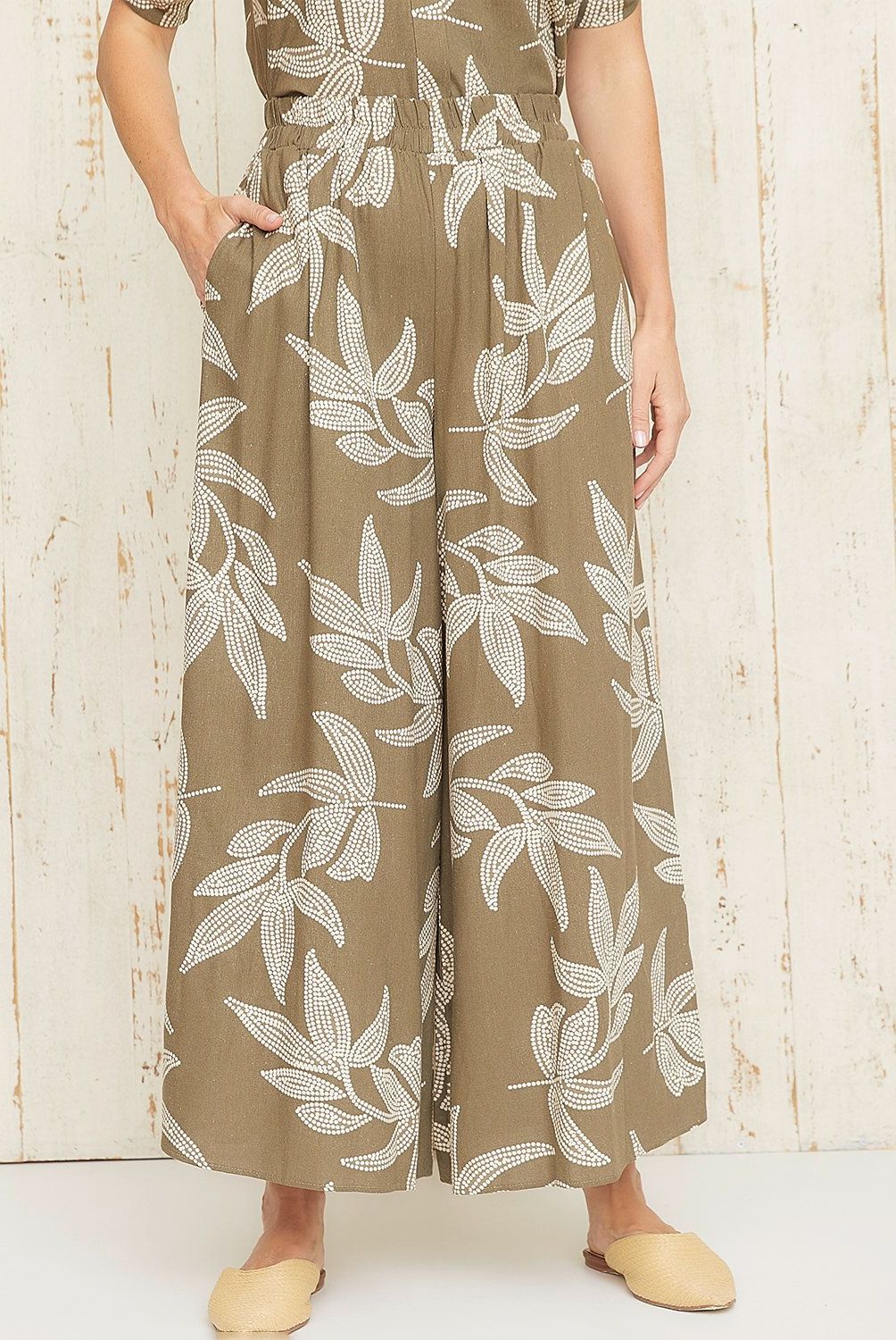 S COCCI - Pantalón S.cocci Tiro Alto Lino Culotte Mujer Estampado