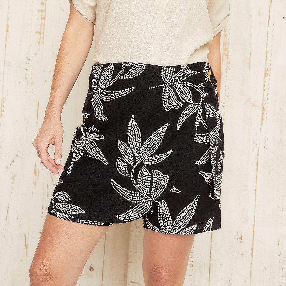 S COCCI - Falda Short S.cocci Mini Floral Mujer Lino Viscosa