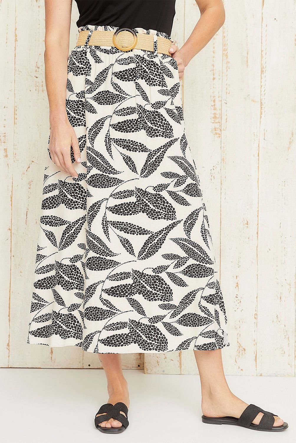S COCCI - Falda Midi S.cocci Lino Diseño Flores Mujer
