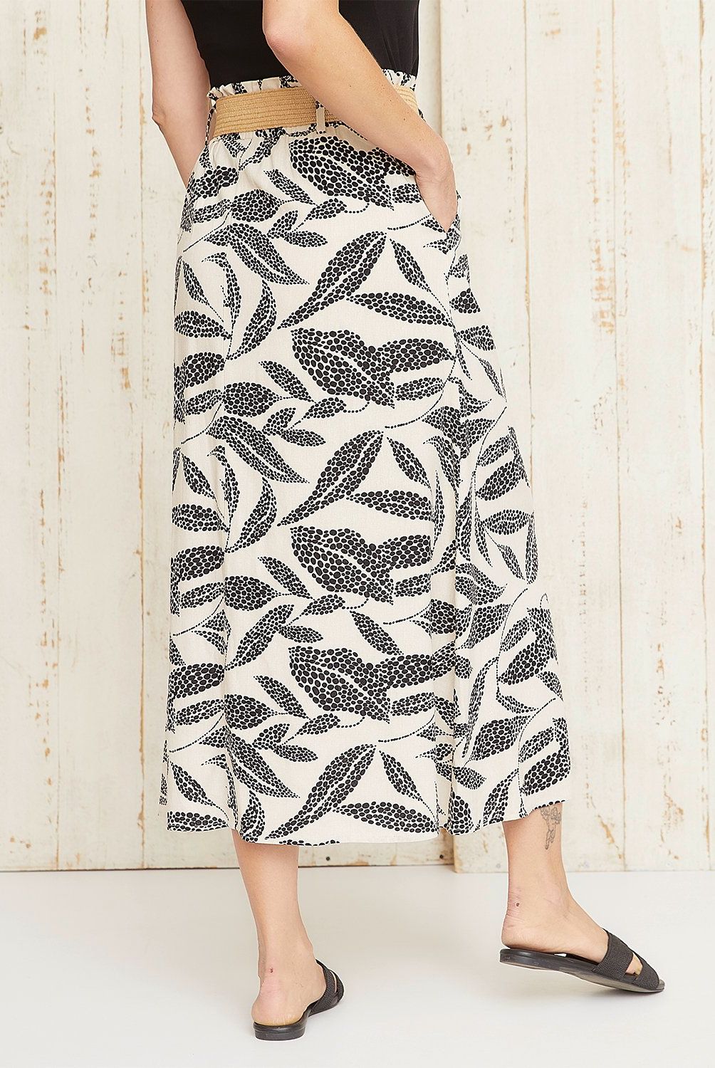 S COCCI - Falda Midi S.cocci Lino Diseño Flores Mujer