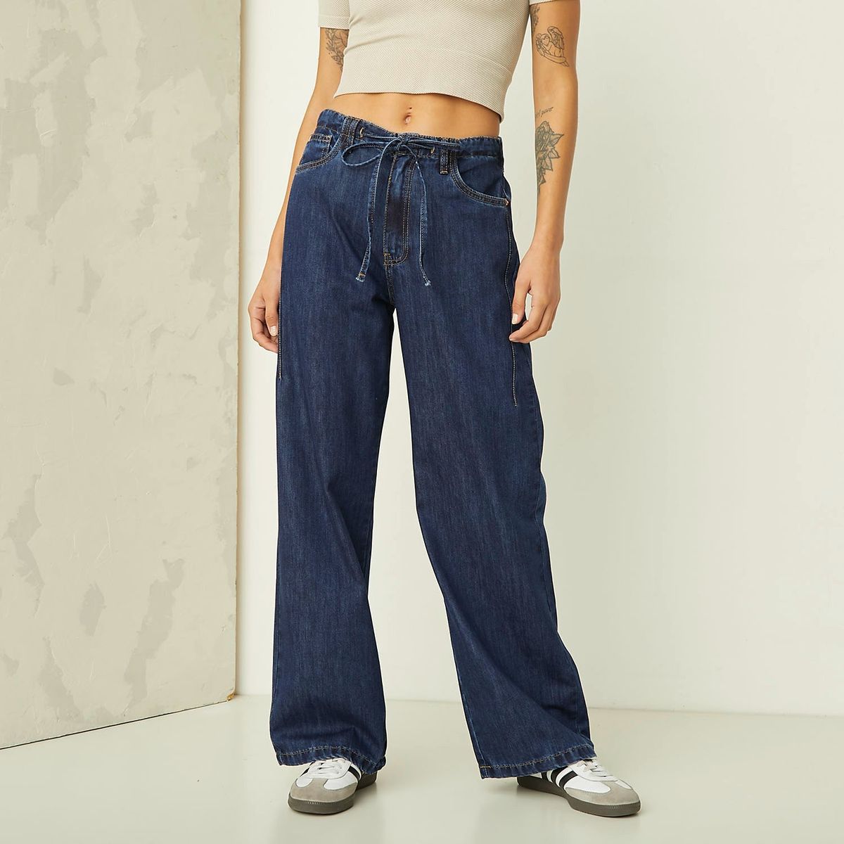 AMERICANINO - Jeans Pijamero Wide Leg Tiro Alto Mujer Americanino