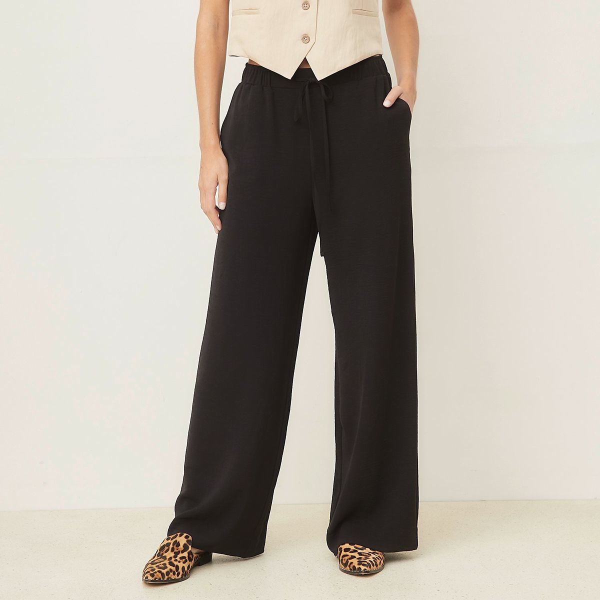 BASEMENT - Pantalón Pijamero Wide Leg Mujer Basement