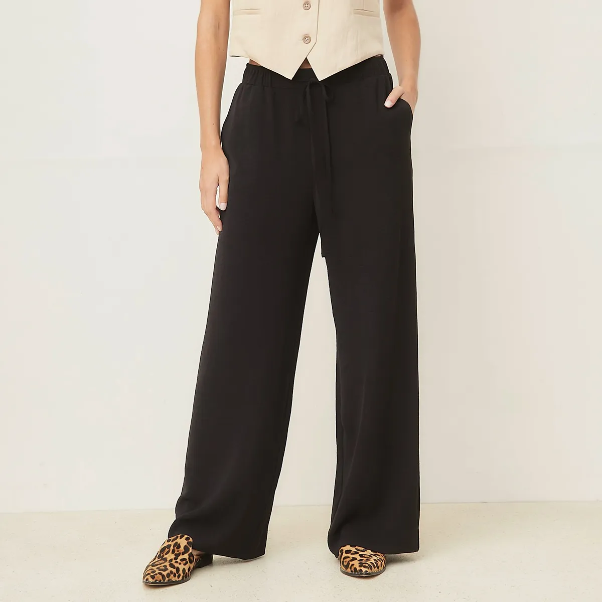 BASEMENT - Pantalón Pijamero Wide Leg Mujer Basement