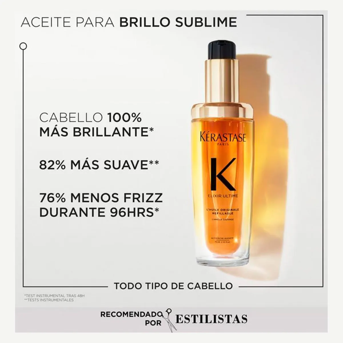 KERASTASE - Aceite Brillo sublime todo tipo de cabello Elixir Ultime L´Huile Original 75Ml Kerastase