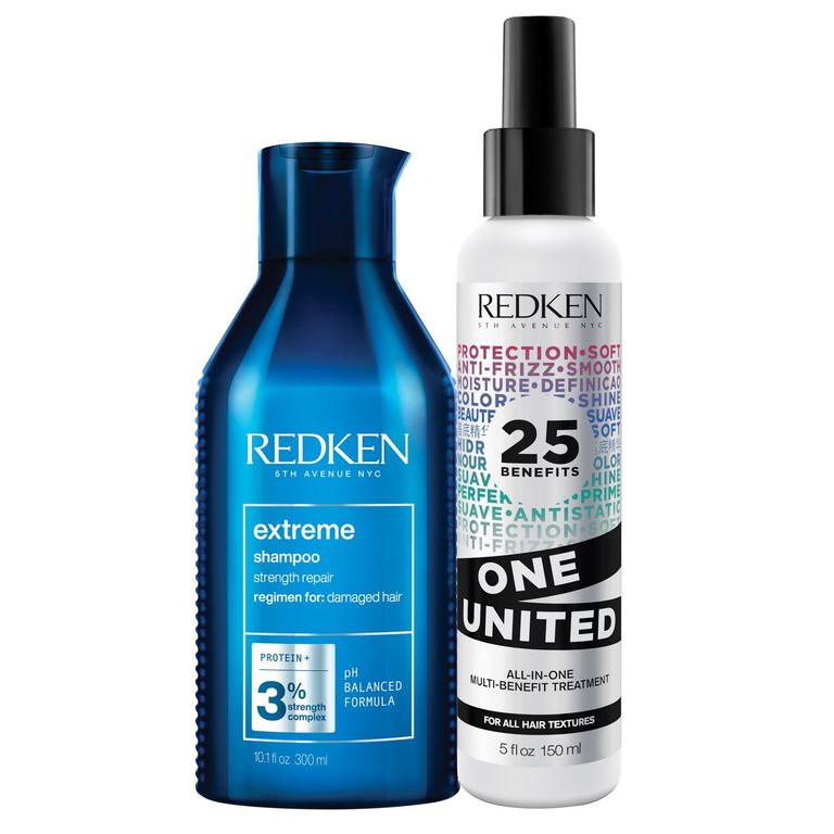 Set Reparacion Cabello Dañado Extreme Shampoo 300ml + One United 150ml