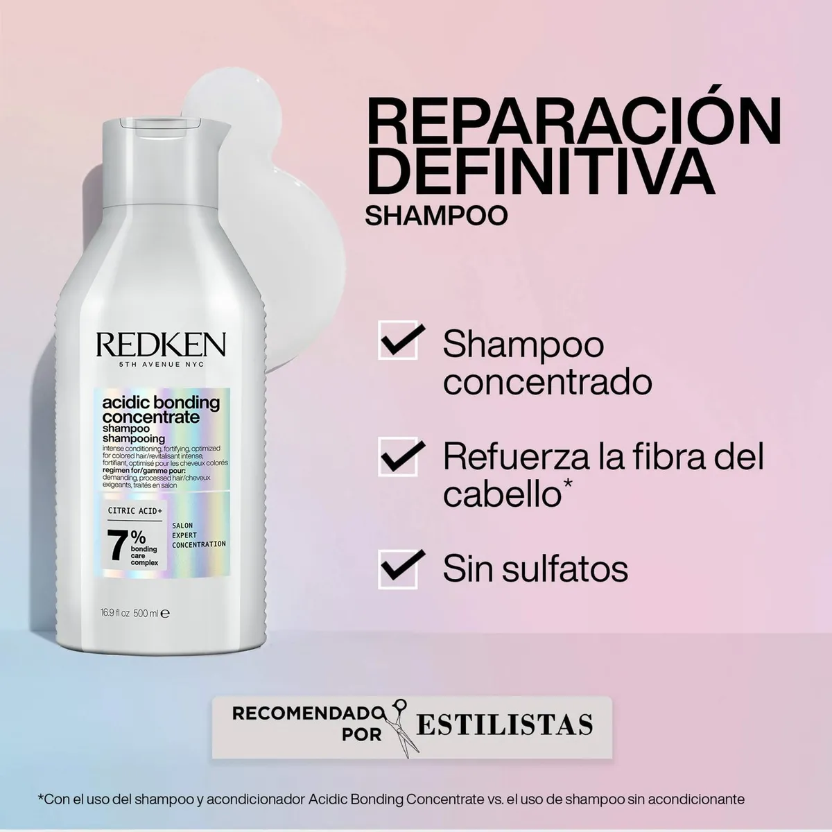 REDKEN - Shampoo XL sin Sulfatos ABC Reparación Total Cabello Dañado Acidic Bonding Concentrate 500ml Redken