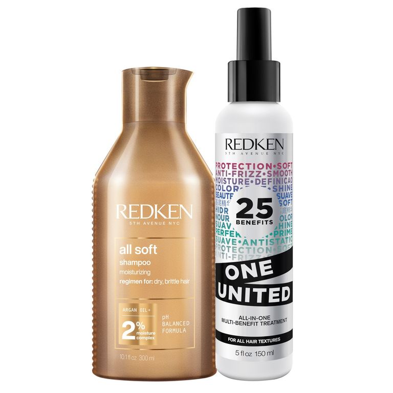 Set Hidratación Cabello Seco All Soft Shampoo 300Ml + One United 150Ml