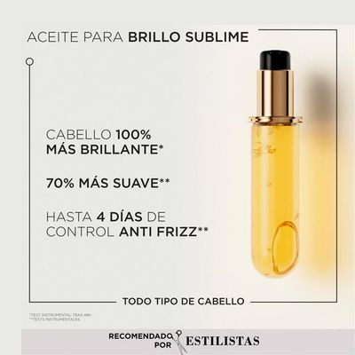 Imagen 2 del producto Recarga Aceite Brillo sublime todo tipo de cabello Elixir Ultime L´Huile Original 75Ml