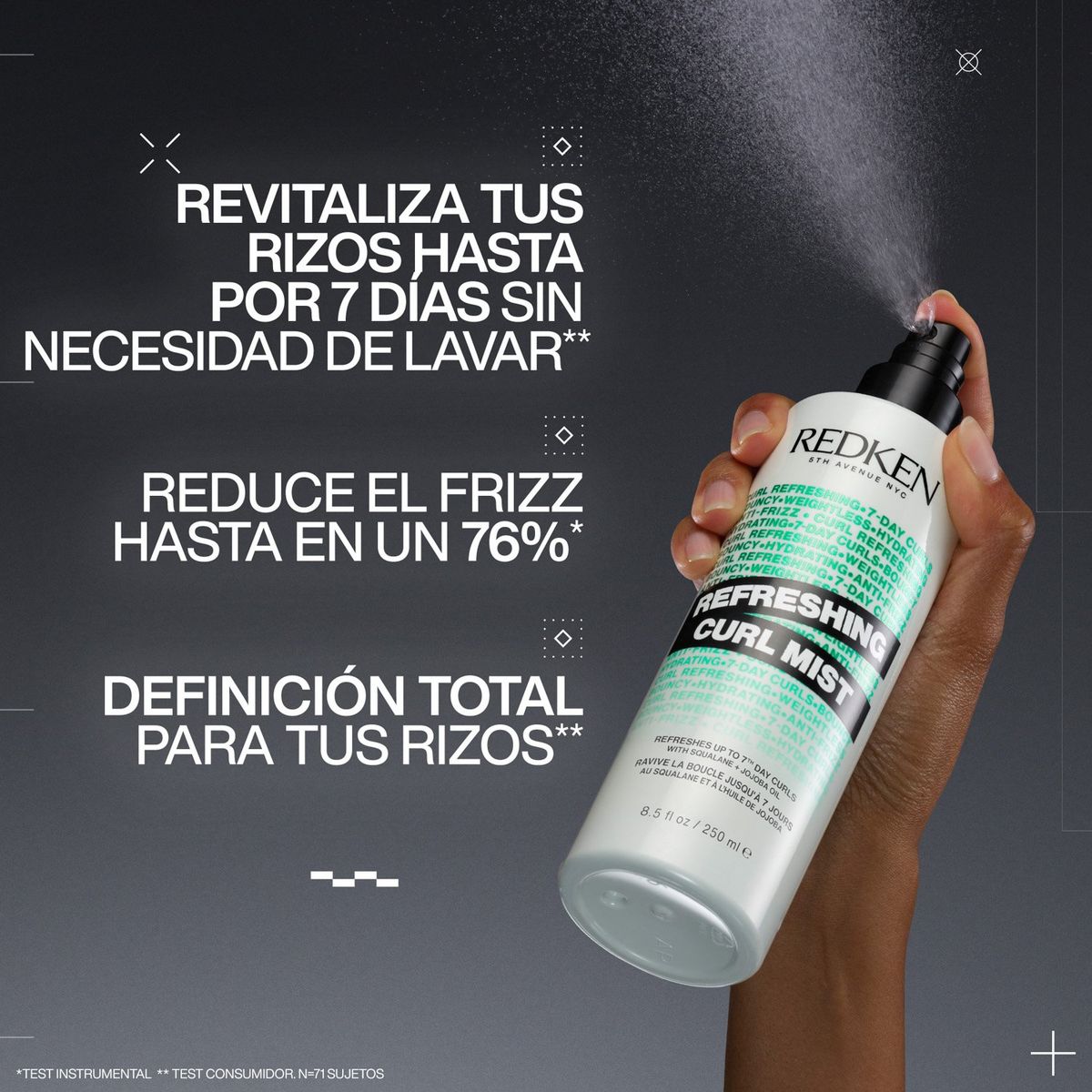 REDKEN - Spray Revitalizante Para Rizos Cabello Rizado Revive E Hidrata Entre Lavados Hybrid Curls 250Ml Redken