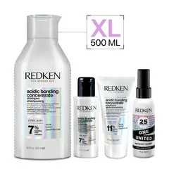 REDKEN - Set ABC Reparación Total Cabello Dañado Acidic Bonding Concentrate Shampoo 500ml + 75ml + Acondicionador 50ml + Spray One united 30ml