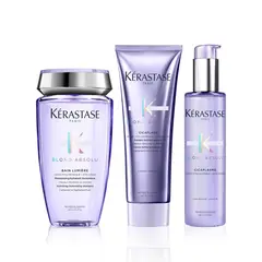 KERASTASE - Set Reparación Cabello Rubio O Decolorado Blond Absolu Shampoo 250Ml + Acondicionador 250Ml + Serum 150Ml