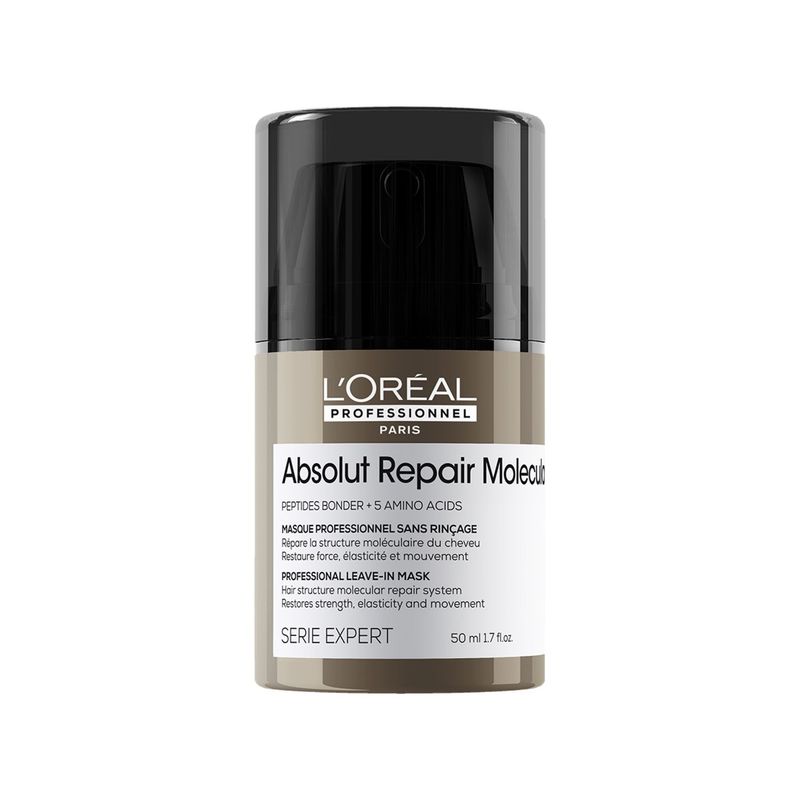 LOREAL PROFESSIONNEL - Máscara sin enjuague Absolut Repair Molecular de Reparación Molecular Profunda para Cabello Dañado 50 ml