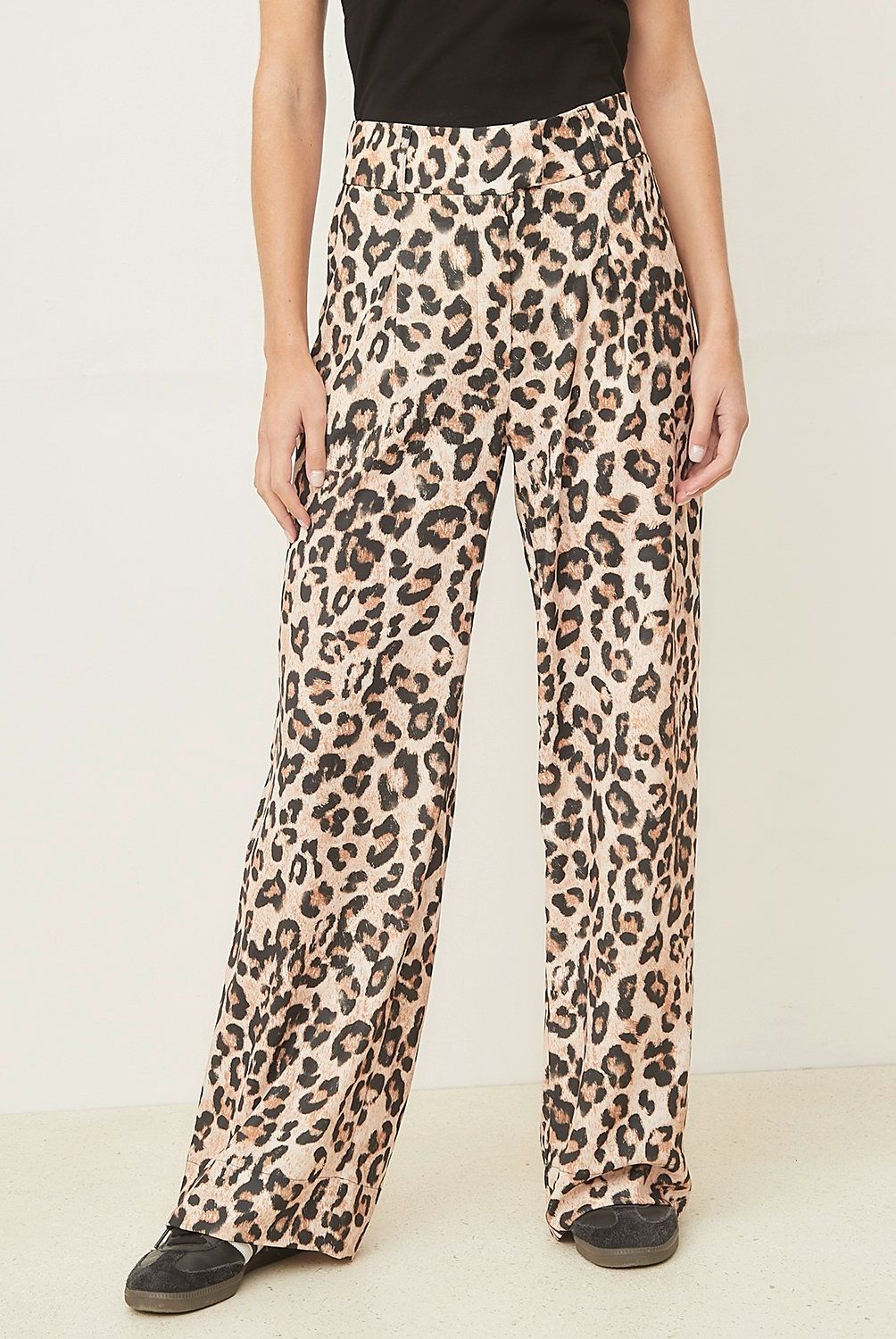 BASEMENT - Pantalón Sastre Wide Leg Tiro Alto Animal Print Mujer Basement