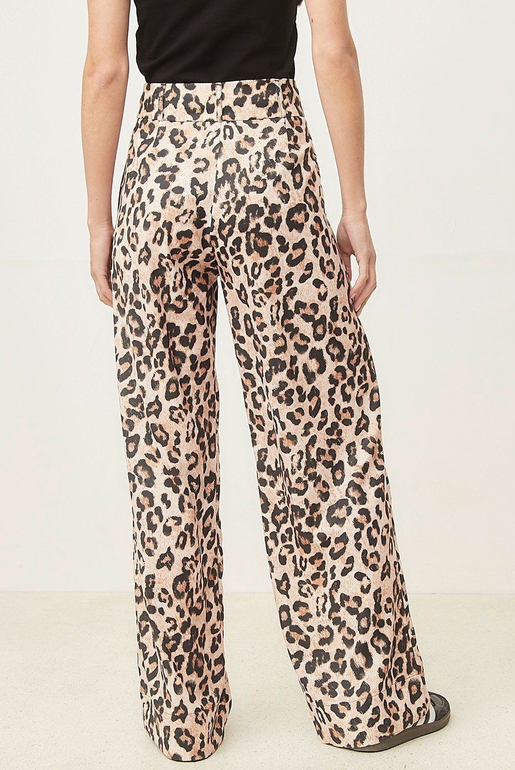 BASEMENT - Pantalón Sastre Wide Leg Tiro Alto Animal Print Mujer Basement