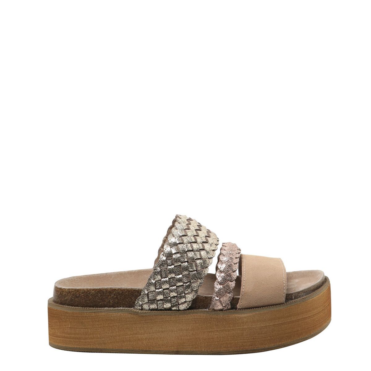 ROMANO - Sandalia Mujer Cuero Dorado Romano