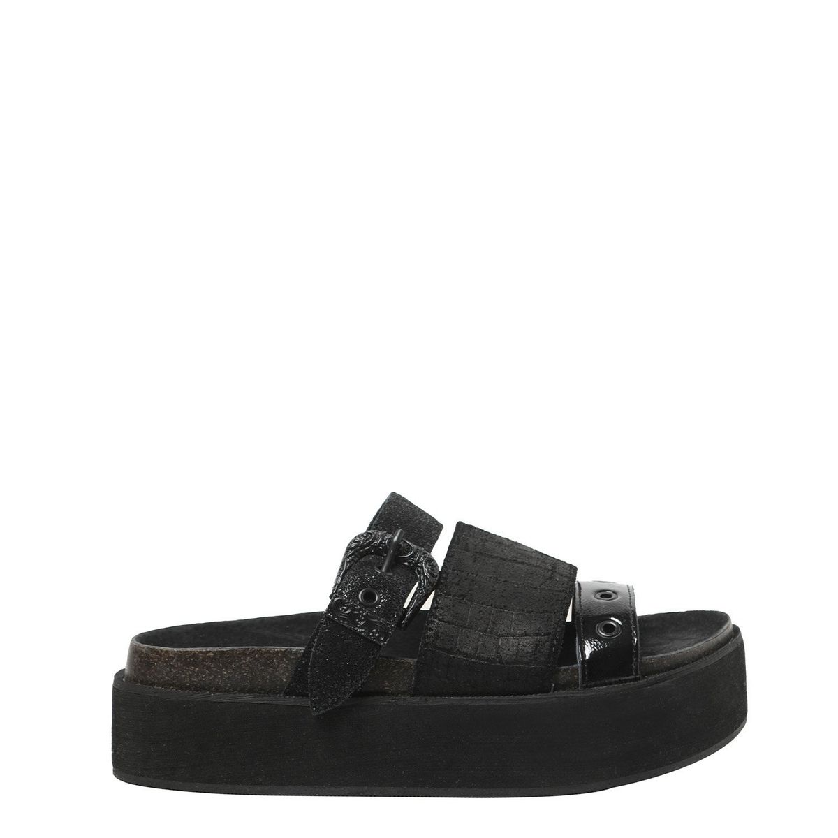 ROMANO - Sandalia Mujer Cuero Negro Romano