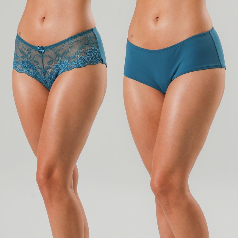 FLORES - Pack De 2 Pantaleta Blonda Y Microfibra Mujer Flores