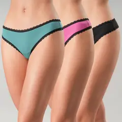 FLORES - Pack De 3 Colaless Algodón Rib BonDed Mujer