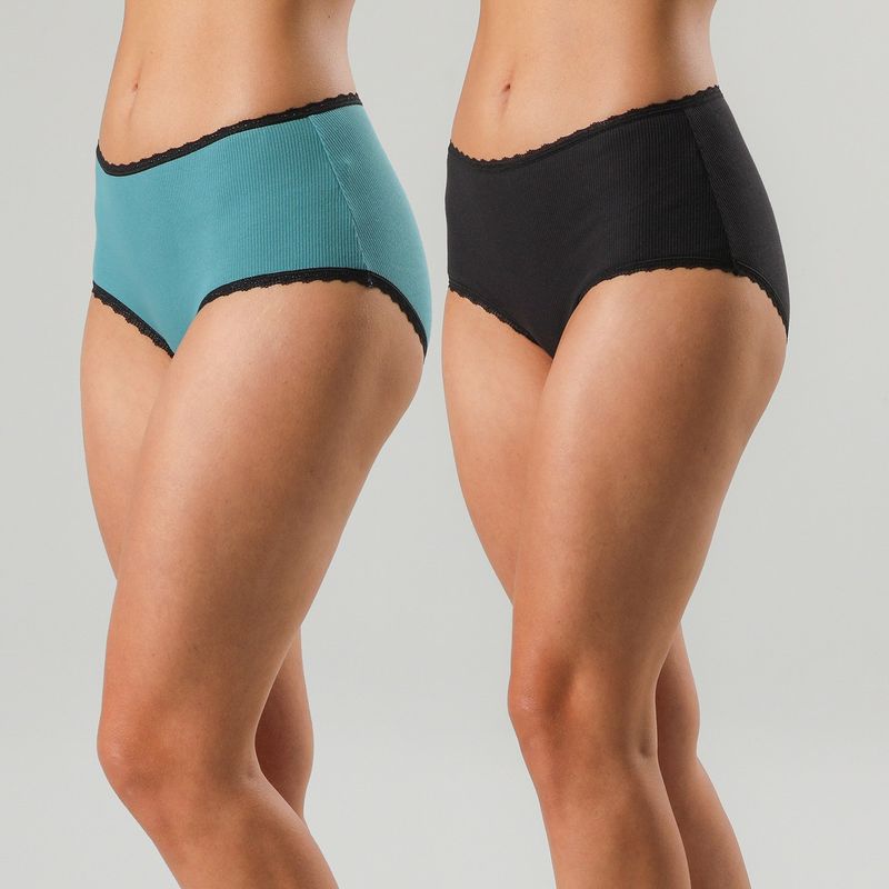 FLORES - Pack De 3 Calzón Maxi Algodón Rib BonDed Mujer Flores