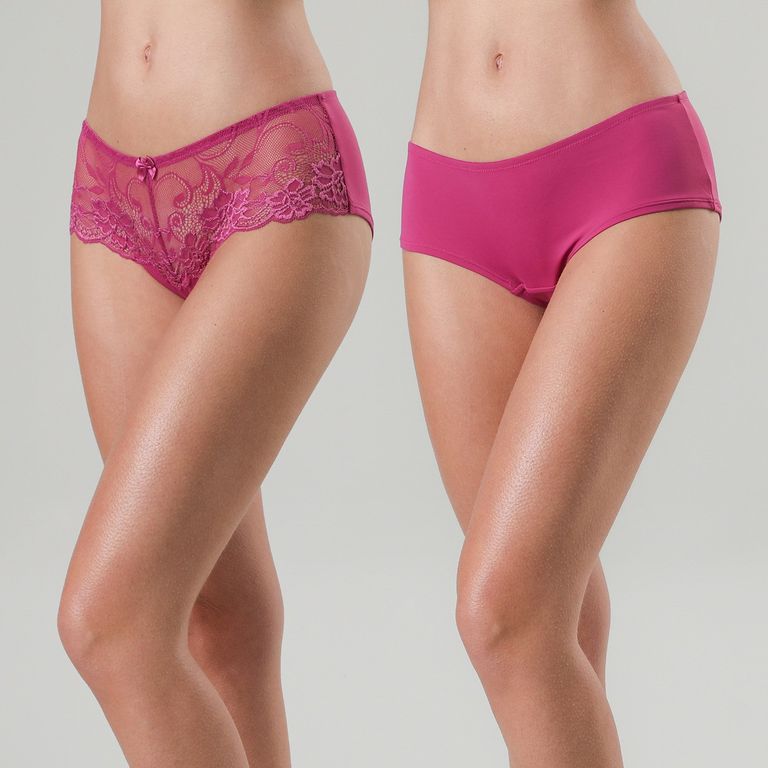 FLORES Pack 2 Pantaleta Blonda Y Microfibra Mujer