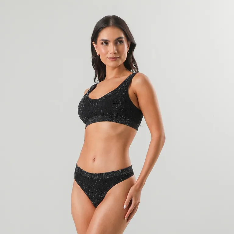 Peto Seamless Rib Lurex Mujer