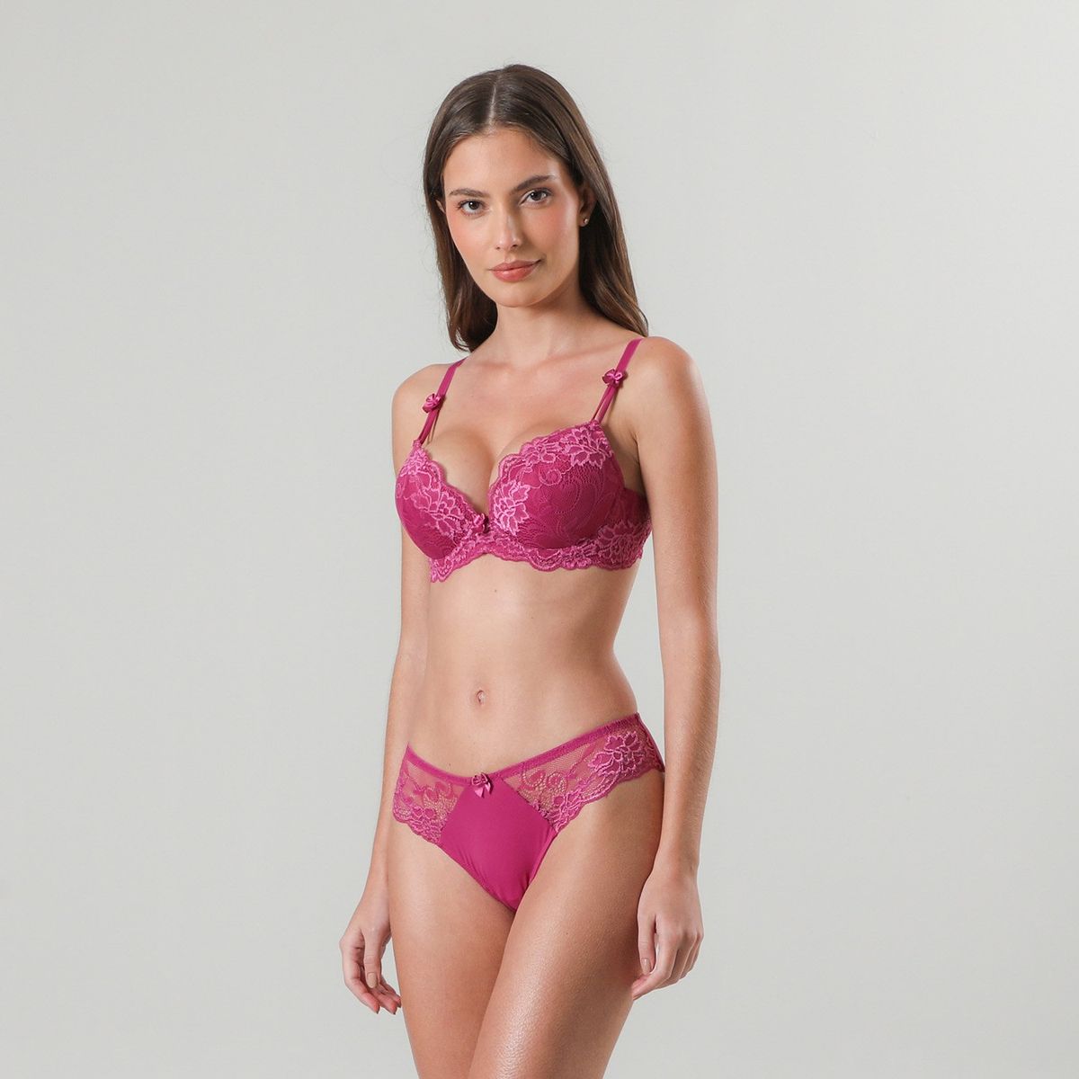 FLORES - Sostén Copas Encaje Pabilo Soft Push Up Mujer Flores