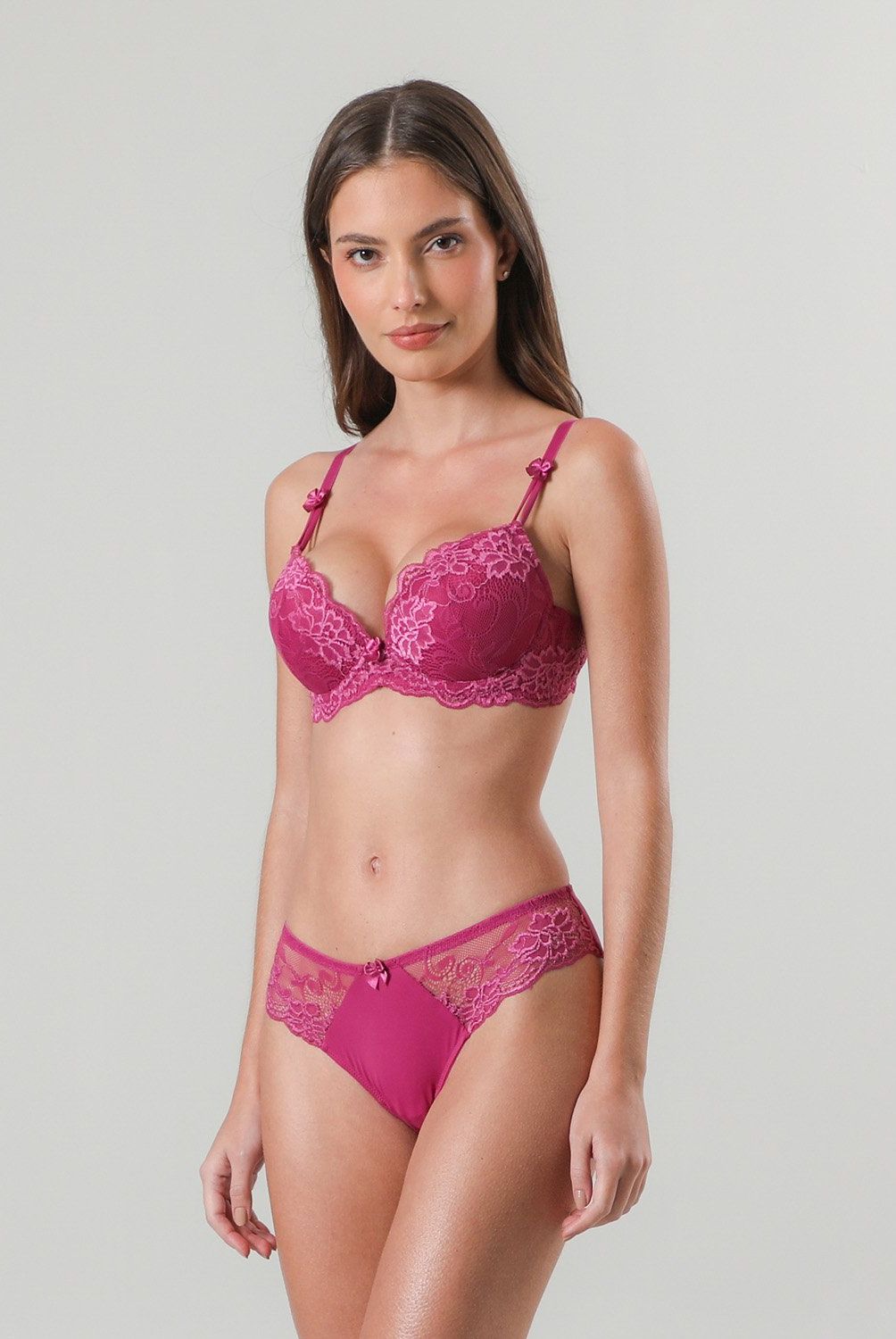 FLORES - Sostén Copas Encaje Pabilo Soft Push Up Mujer Flores
