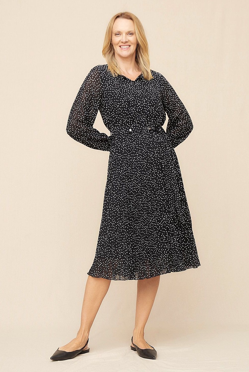 S COCCI - Vestido Midi Mujer S Cocci Estampado de Puntos