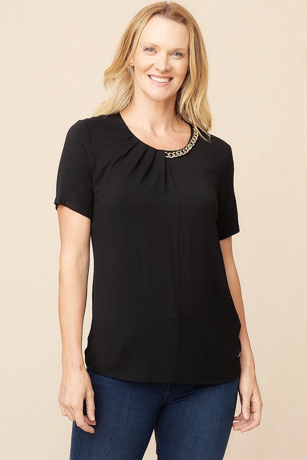 S COCCI - Polera Mujer S Cocci Viscosa Manga Corta Estampada de Puntos