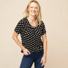 S COCCI - Polera S.Cocci Mujer Manga Corta Diseño Puntos Viscosa