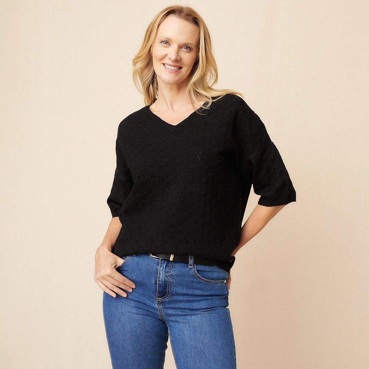 S COCCI - Sweater S.Cocci Manga 3/4 Mujer Liso Casual