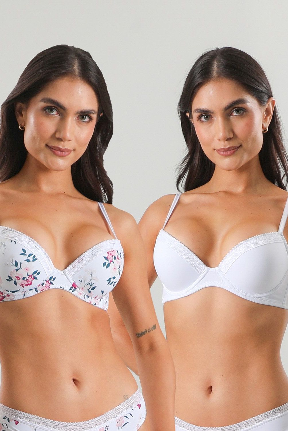 FLORES - Pack De 2 Sostenes Balconet Push Up Micro Pr Mujer Flores