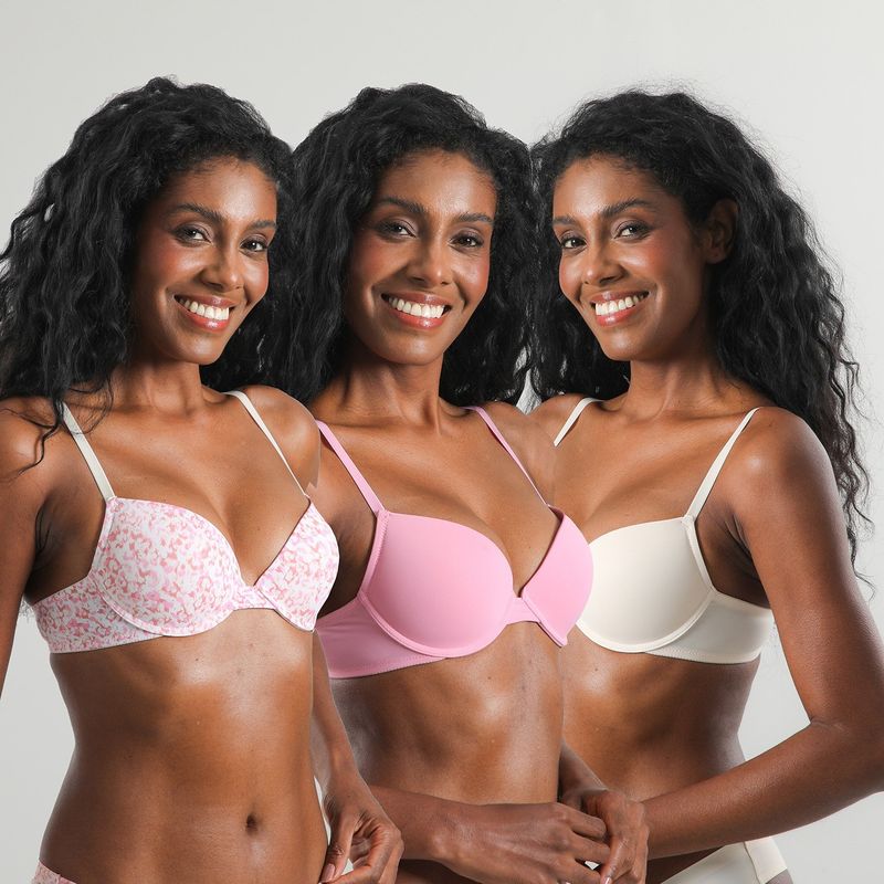FLORES - Pack De 3 Sostenes Balconet Push Up Micro Pr Mujer Flores