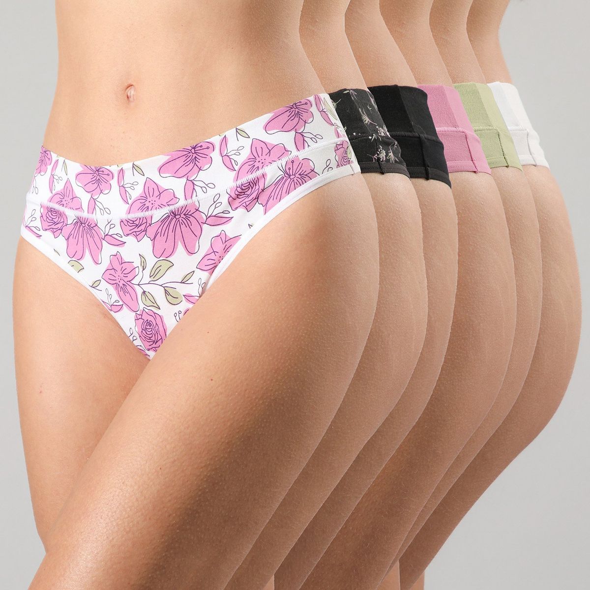 FLORES - Pack De 6 Culotte Algodón Print Mujer Flores