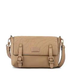 AMPHORA - Cartera Bandolera Con Tapa Mediana Samira Beige Oscuro