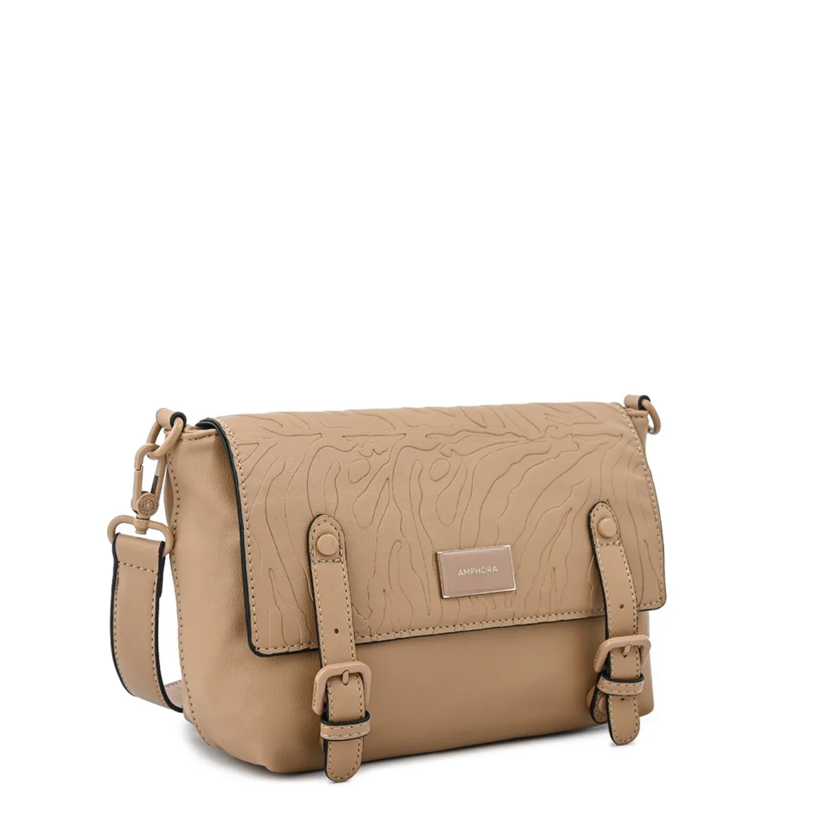 AMPHORA - Cartera Bandolera Con Tapa Mediana Samira Beige Oscuro Amphora