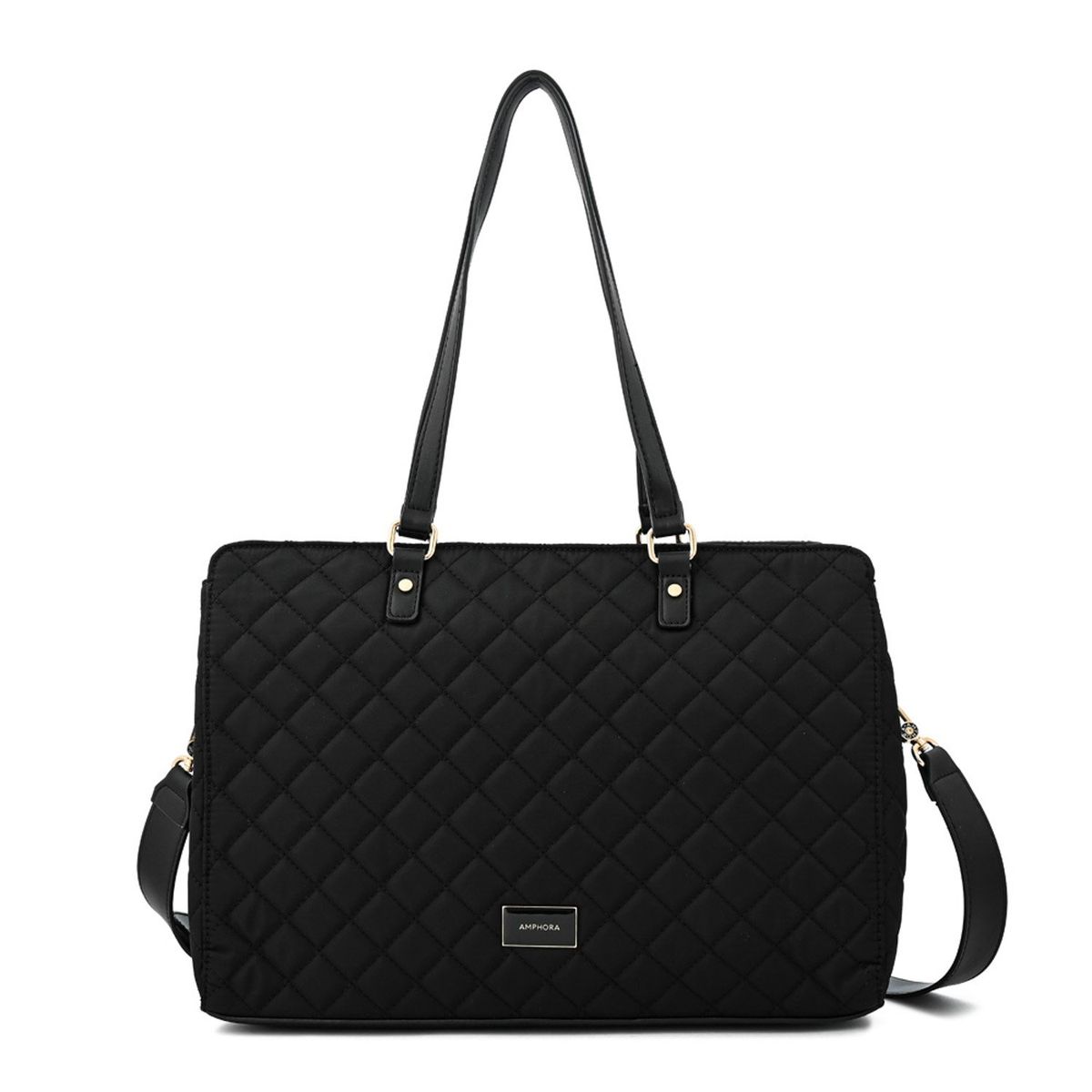 AMPHORA - Cartera Tote Porta Notebook Grande Bugi Negro Amphora