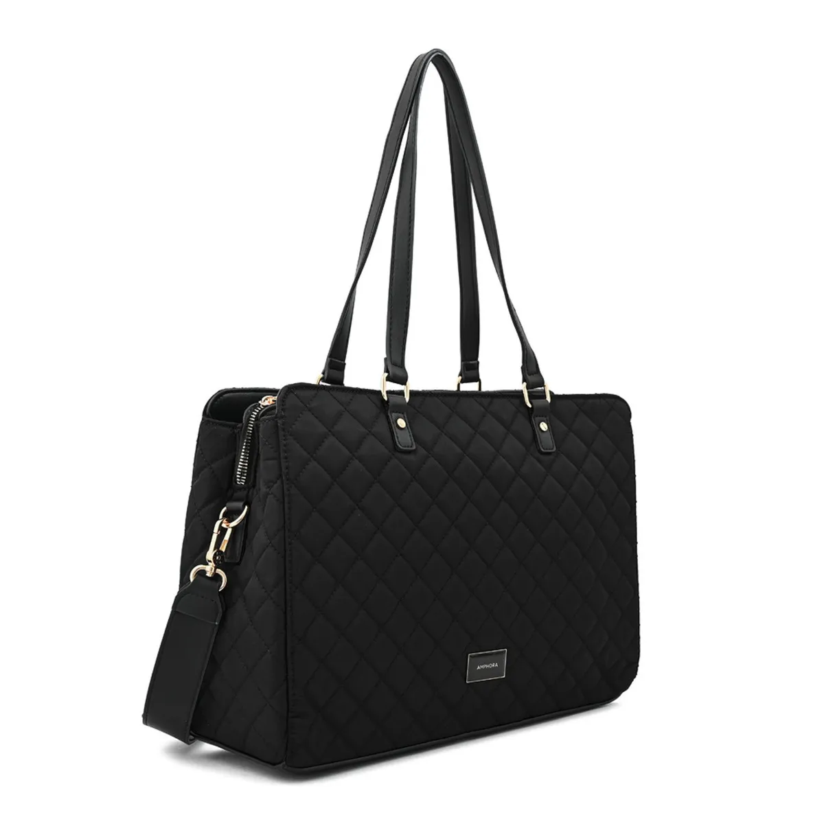 AMPHORA - Cartera Tote Porta Notebook Grande Bugi Negro Amphora
