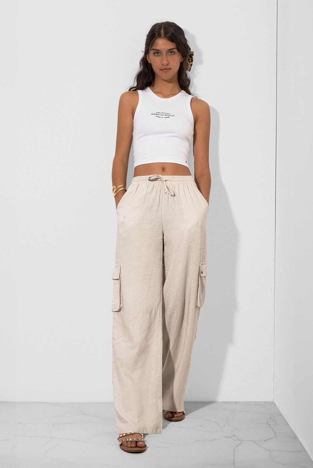 RAINDOOR - Pantalón Cargo Tiro Alto Mujer Raindoor