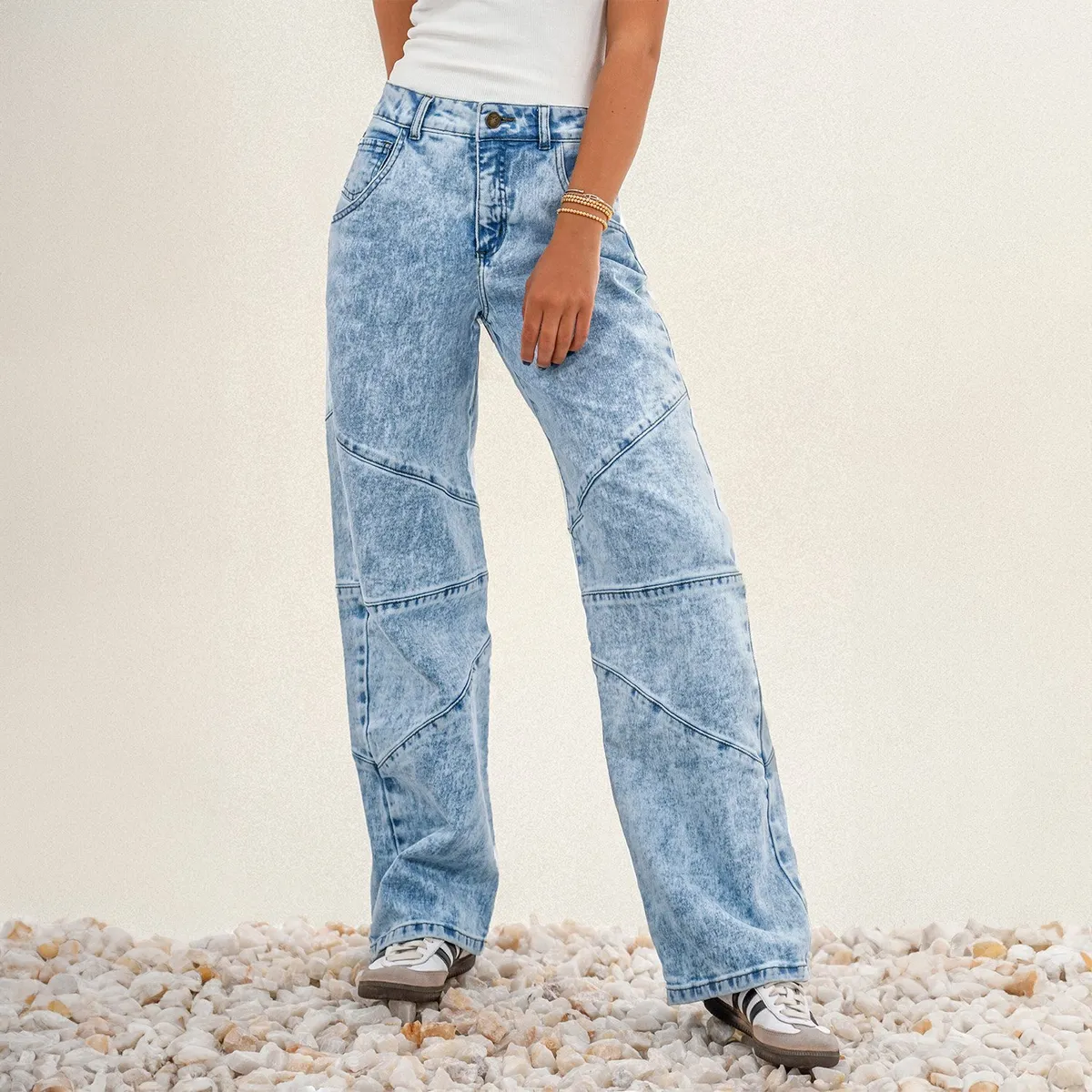 RAINDOOR - Jeans Wide Leg Tiro Alto Mujer Raindoor