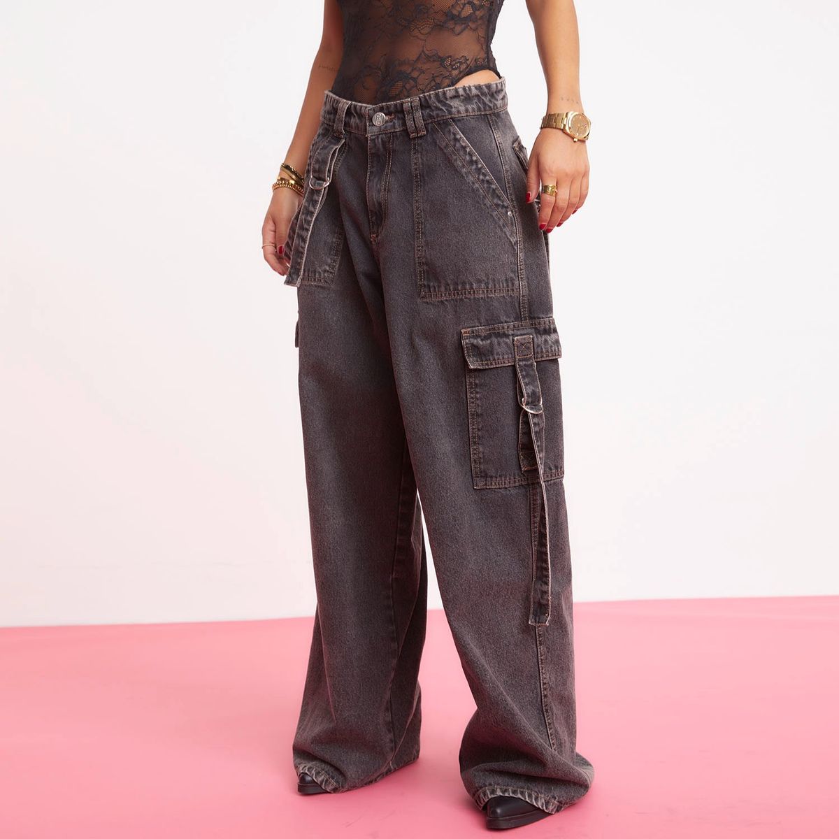 FALABELLA - Jeans Cargo Tiro Alto Mujer Por Paula Fernandez Algodón