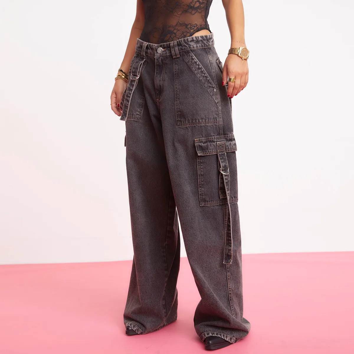 FALABELLA - Jeans Cargo Tiro Alto Mujer Por Paula Fernandez Algodón