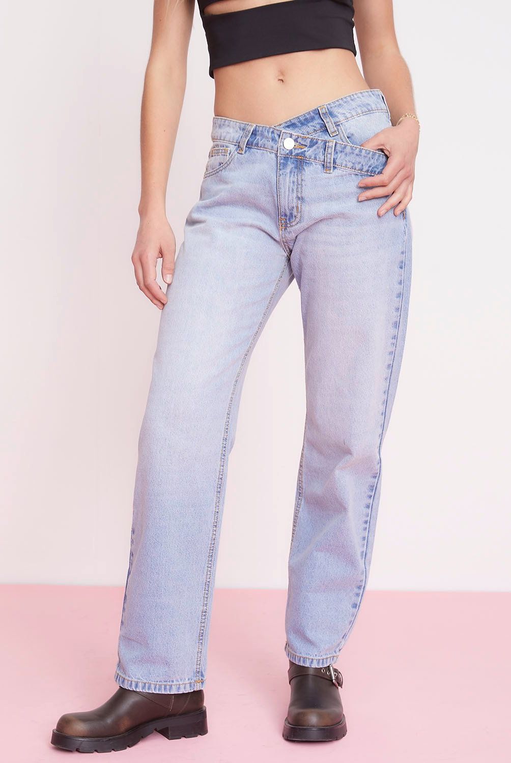 FALABELLA - Jeans Falabella Straight Tiro Alto Mujer 100% Algodón