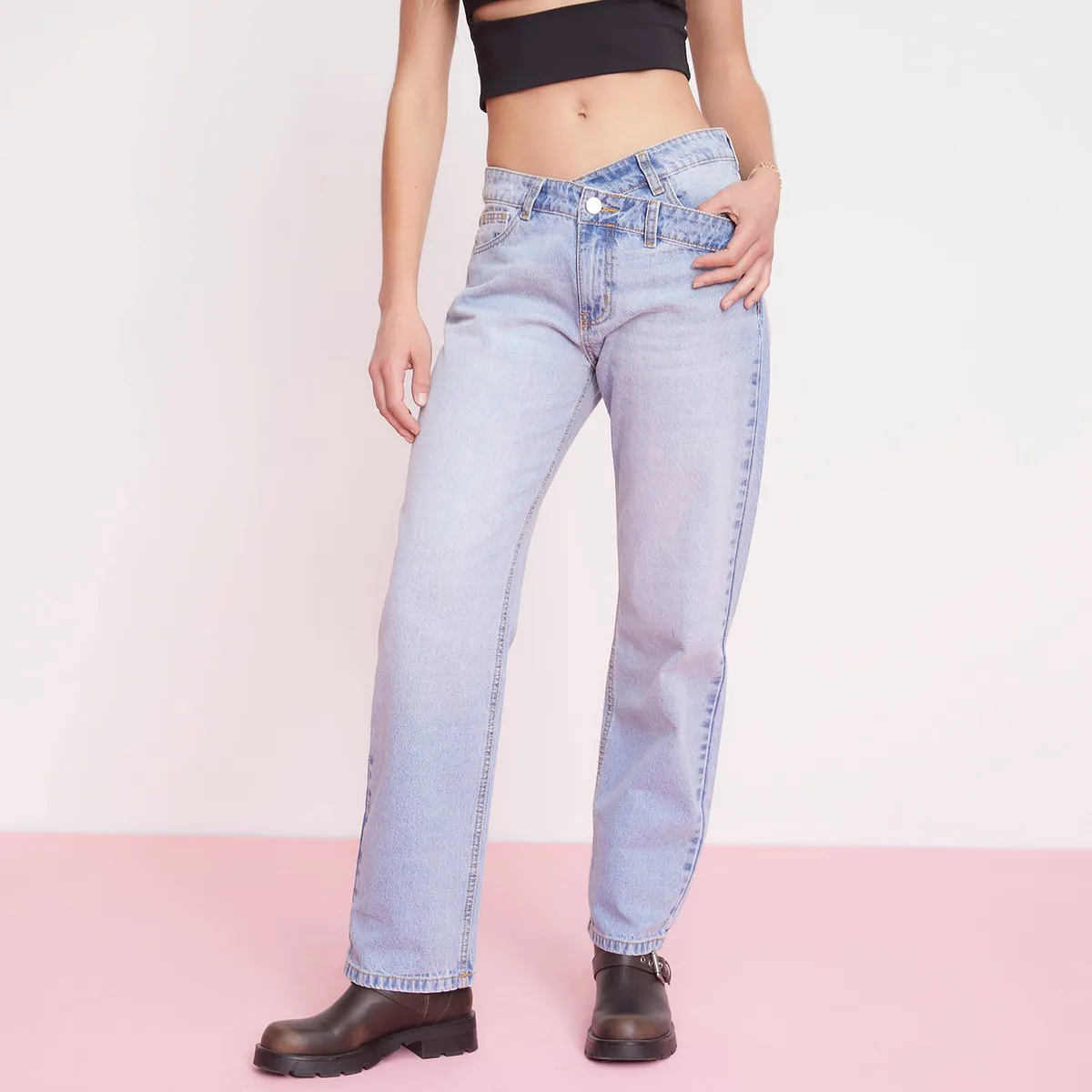 FALABELLA - Jeans Falabella Straight Tiro Alto Mujer 100% Algodón