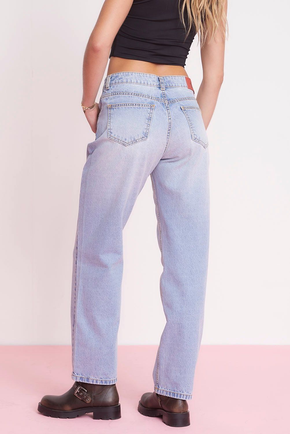 FALABELLA - Jeans Falabella Straight Tiro Alto Mujer 100% Algodón