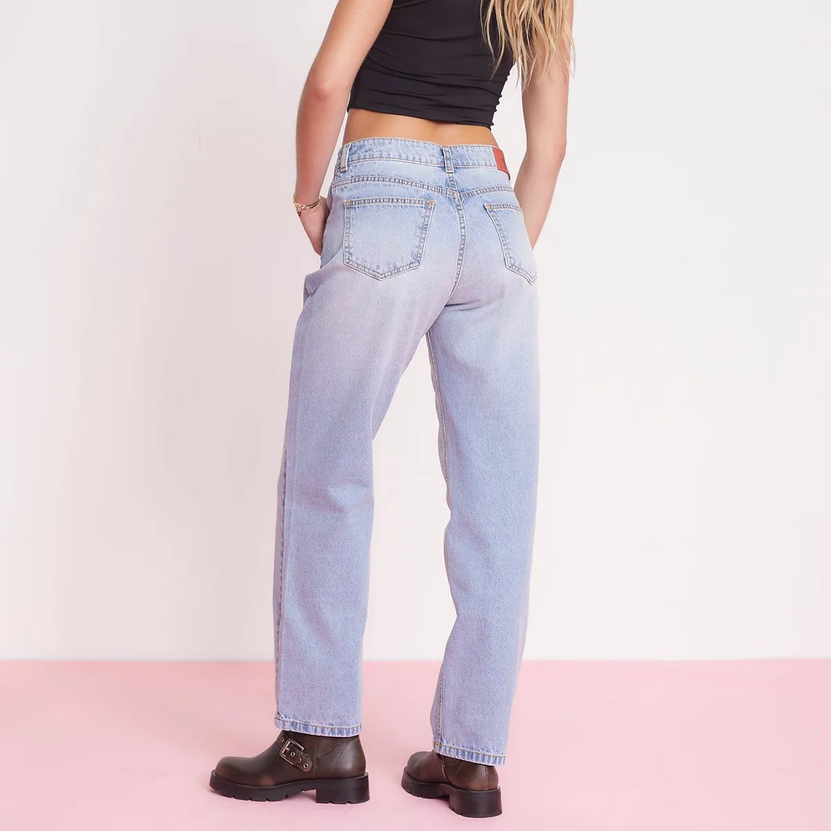 FALABELLA - Jeans Falabella Straight Tiro Alto Mujer 100% Algodón